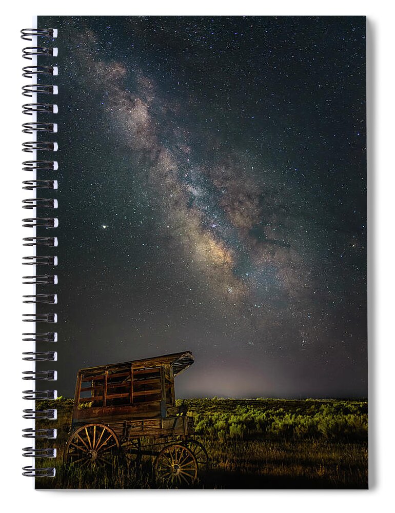 Wagon Spiral Notebook featuring the photograph Pioneer Milky Way Trek by Michael Ash