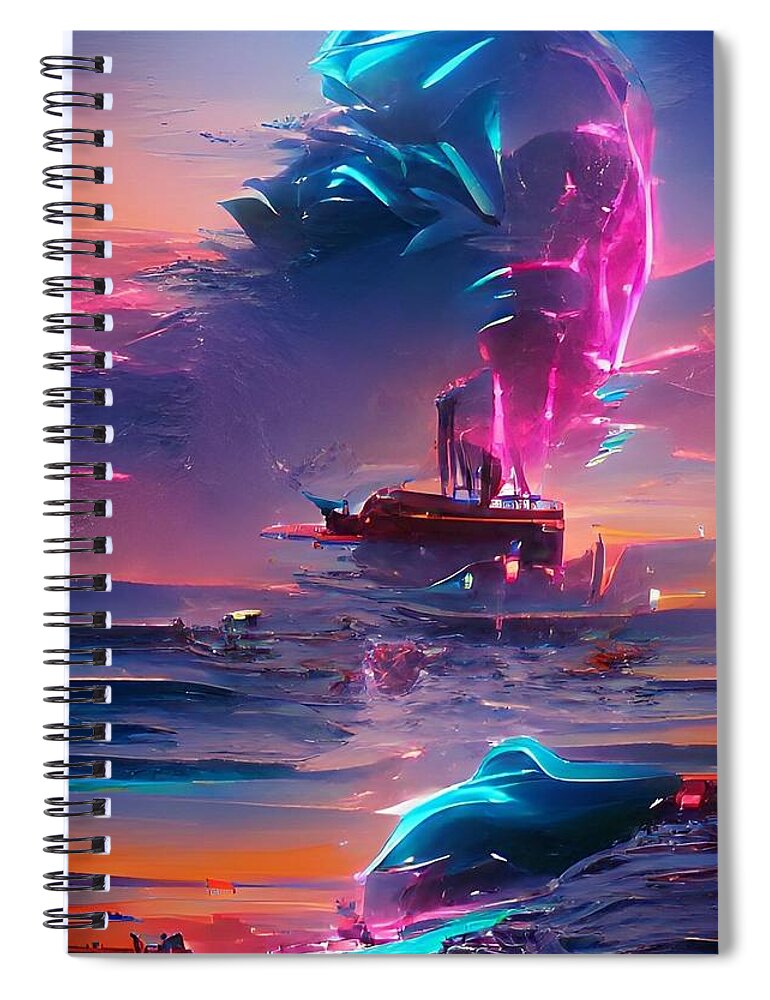  Spiral Notebook featuring the digital art Pirate Cloud by Rod Turner