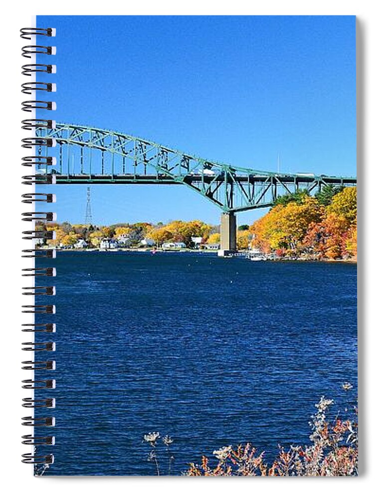 Maine Spiral Notebook featuring the photograph Piscataqua River Bridge by Steve Brown