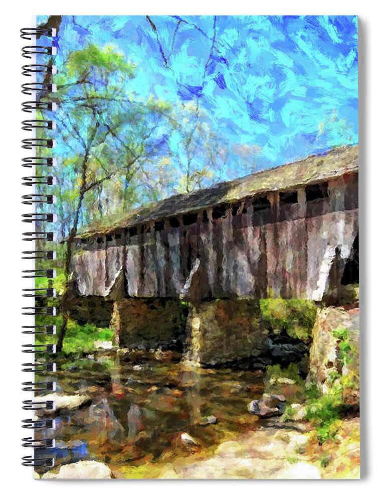Pisgah Covered Bridge Spiral Notebook featuring the digital art Pisgah Covered Bridge by SnapHappy Photos