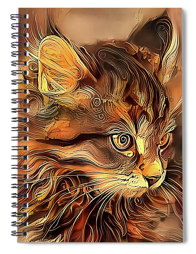 Cat Spiral Notebook featuring the photograph Pixie The Brown Tabby Cat by HH Photography of Florida