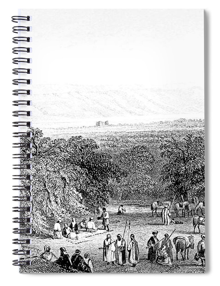 William Henry Bartlett Spiral Notebook featuring the photograph Plain of Jericho in 1847 by Munir Alawi