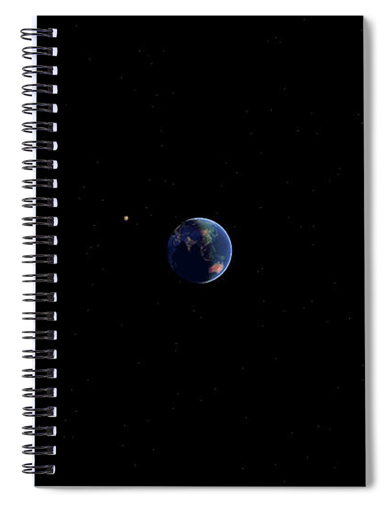 Earth Spiral Notebook featuring the digital art Planetary alignment by Karine GADRE