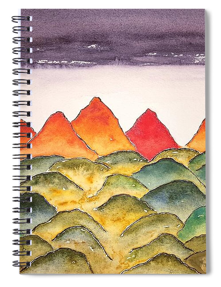 Watercolor Spiral Notebook featuring the painting Planetscape Gamma by John Klobucher