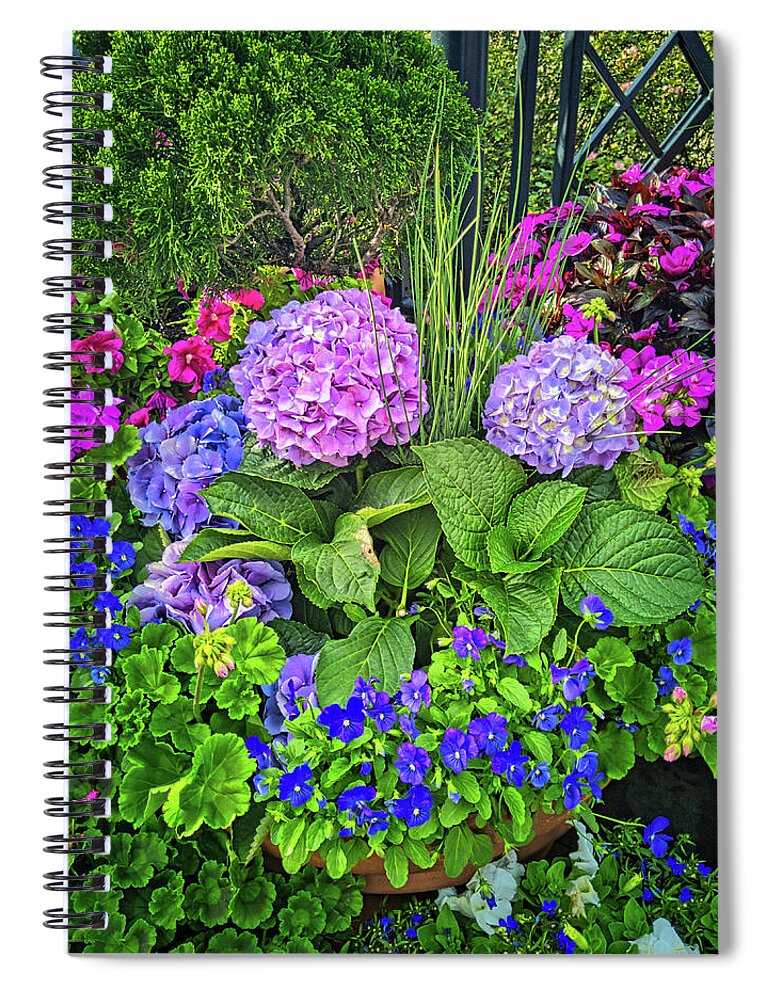 Flower Spiral Notebook featuring the photograph Planter Pots Disney Style by Portia Olaughlin