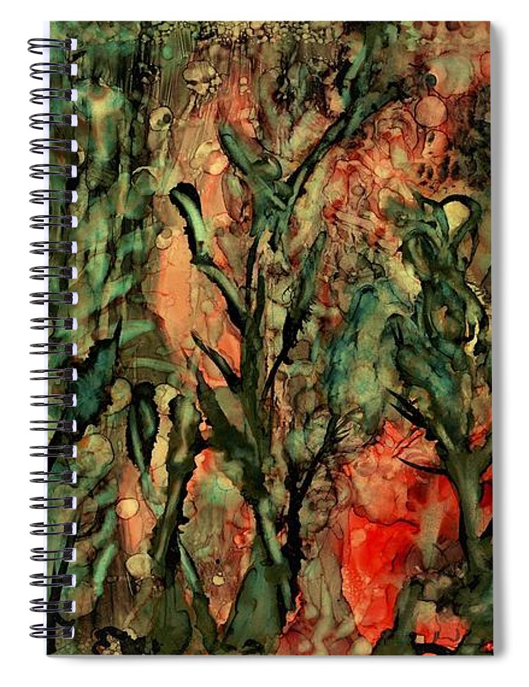Alcohol Ink Spiral Notebook featuring the painting Playing Hide and Seek in the Rain by Angela Marinari
