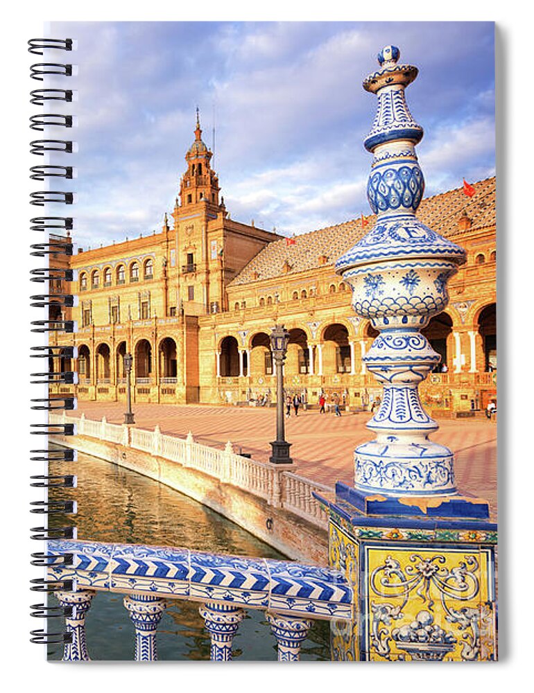 Seville Spiral Notebook featuring the photograph Plaza de Espana in Seville by Delphimages Photo Creations