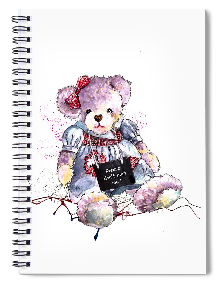 Bear Spiral Notebook featuring the painting Please Don't Hurt me by Miki De Goodaboom