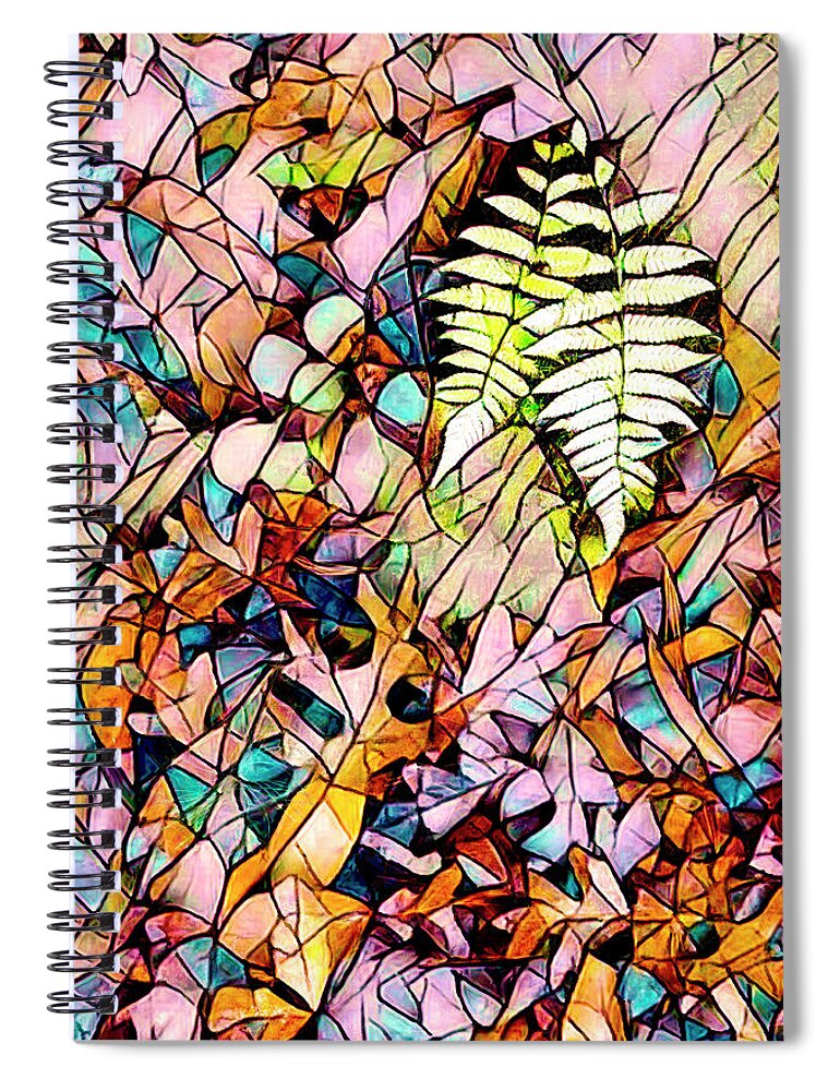 Fall Spiral Notebook featuring the photograph Pointing the Way in Stained Glass by Debra and Dave Vanderlaan