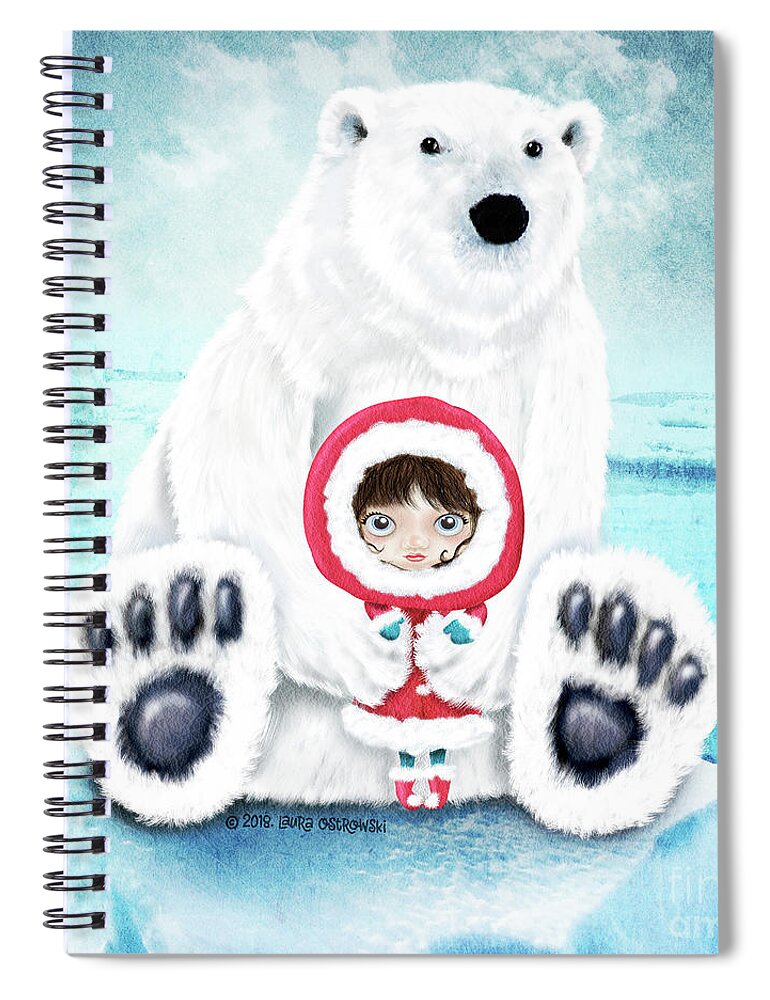 Polar Bear Spiral Notebook featuring the digital art Polar Bear Whisperer by Laura Ostrowski