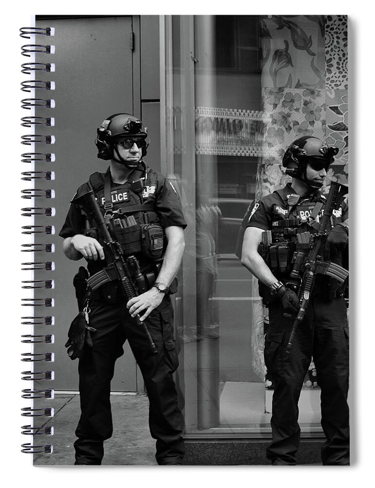 Town Spiral Notebook featuring the photograph Police with big guns by Montez Kerr