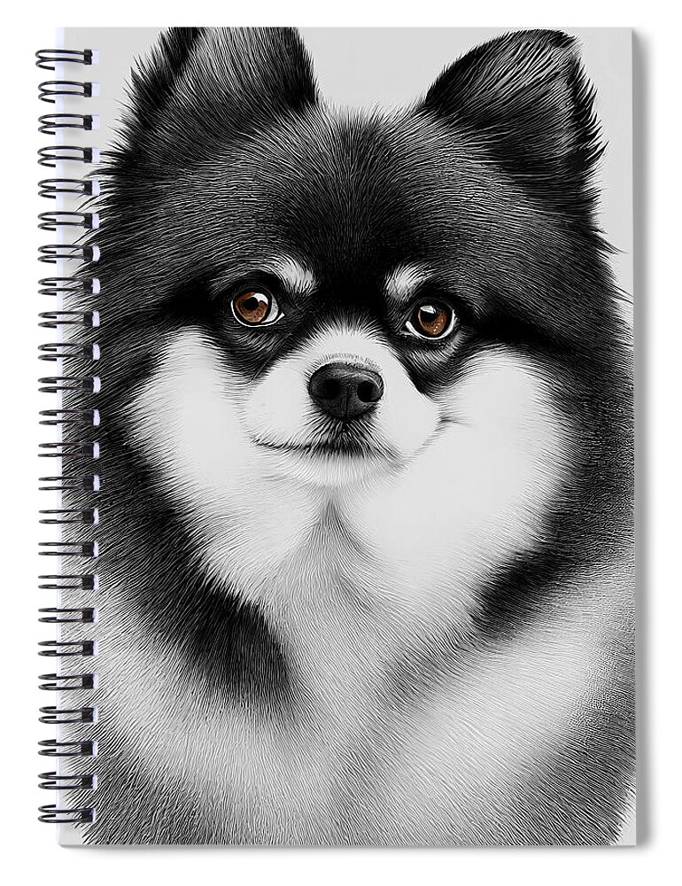 Pomeranian Spiral Notebook featuring the digital art Pomeranian by Geir Rosset