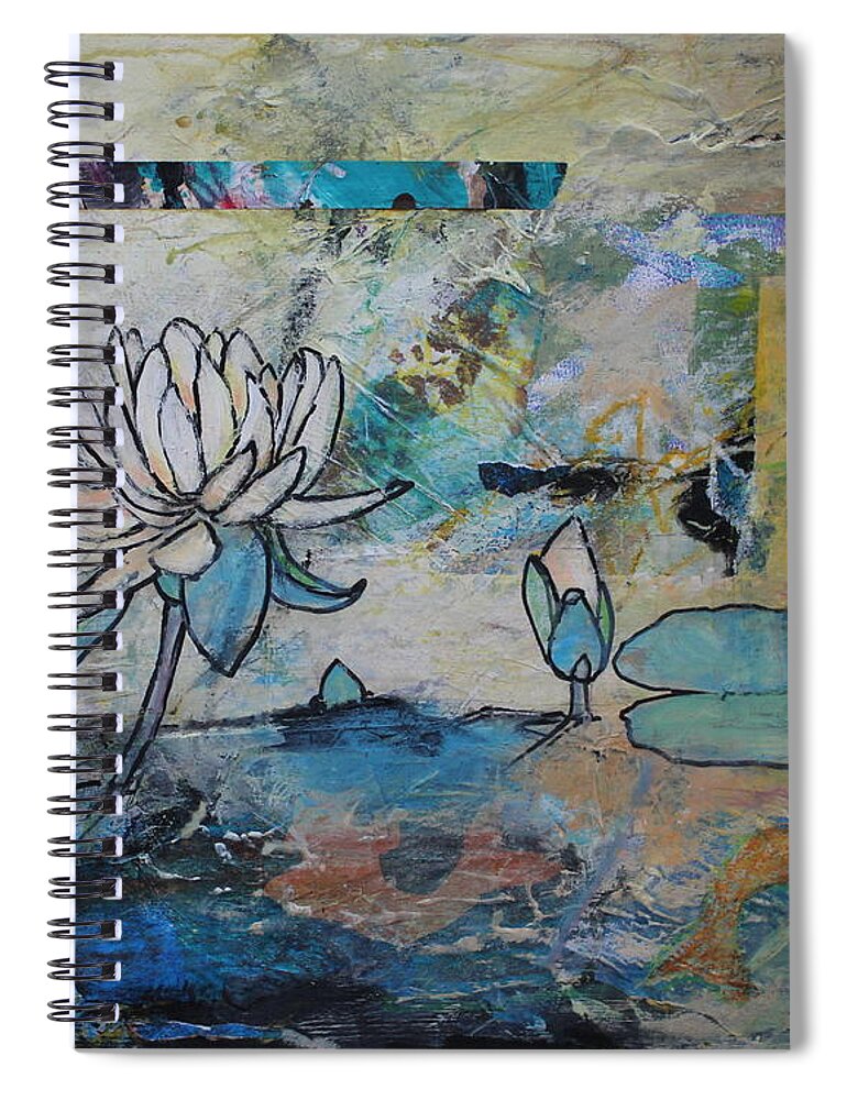  Spiral Notebook featuring the painting Pond Life by Ruth Kamenev