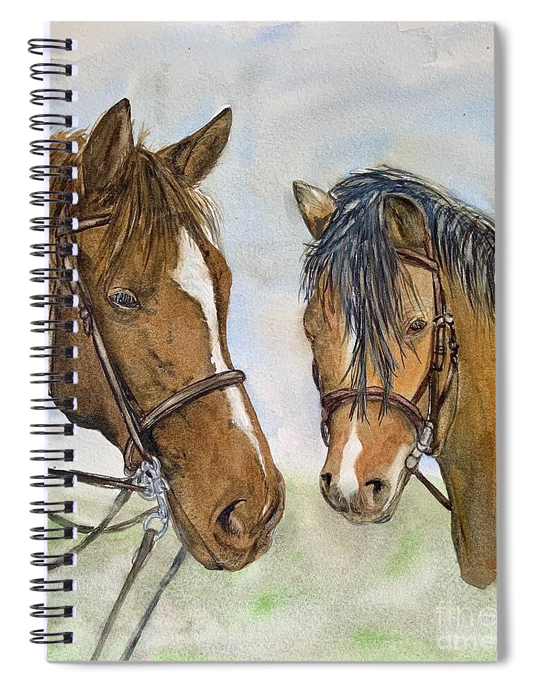 Horse Spiral Notebook featuring the painting Ponies by Diane Ziemski