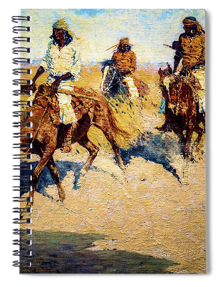 Pool Spiral Notebook featuring the painting Pool in the Desert by Frederic Remington 1908 by Frederic Remington