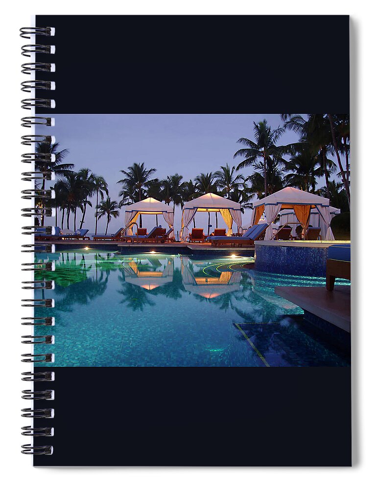 Poolside At Dawn Spiral Notebook featuring the photograph Poolside at Dawn by Ellen Henneke