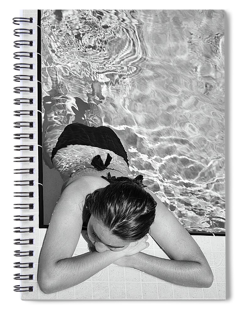 Swimming Pool Spiral Notebook featuring the photograph Poolside Black and White by Laura Fasulo