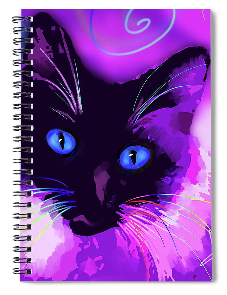 Cocoa Spiral Notebook featuring the painting pOpCat Cocoa by DC Langer