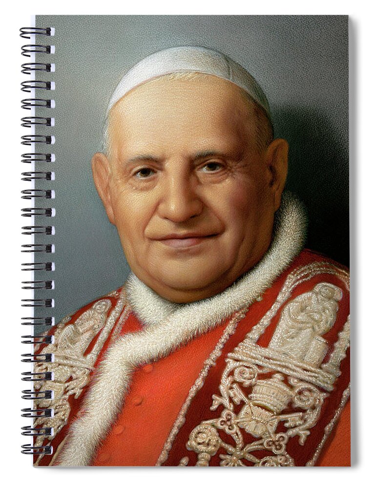 Christian Art Spiral Notebook featuring the painting Pope John XXIII by Kurt Wenner
