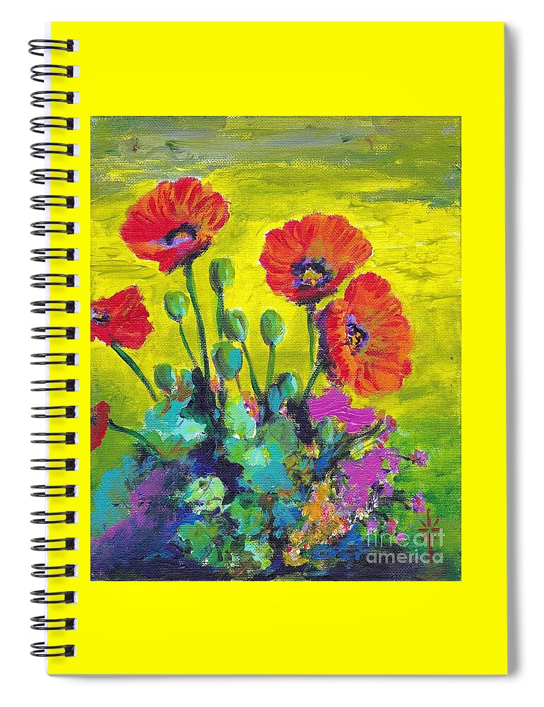 Garden Spiral Notebook featuring the painting Poppies by Jodie Marie Anne Richardson Traugott     aka jm-ART