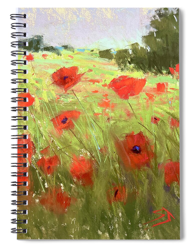 Poppies Spiral Notebook featuring the painting Poppy Party by Susan Jenkins