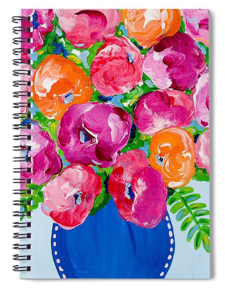 Abstract Floral Spiral Notebook featuring the painting Pops of Orange by Beth Ann Scott