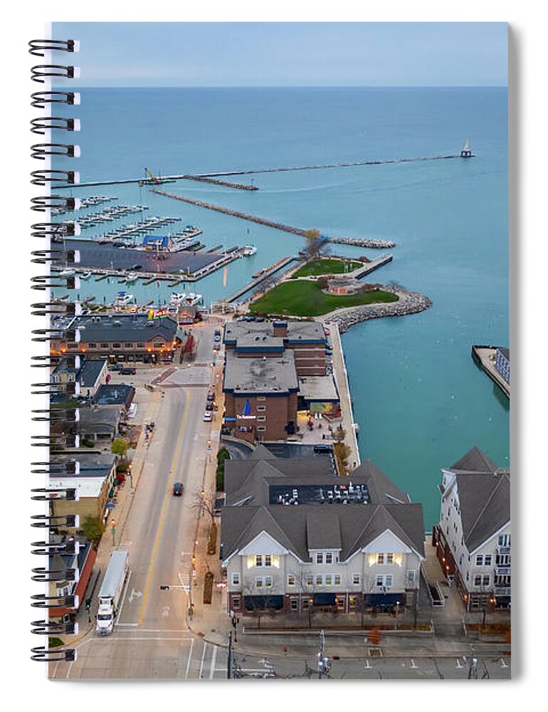 Aerial Spiral Notebook featuring the photograph Port Washington Marina Aerial Oct 2020 by James Meyer