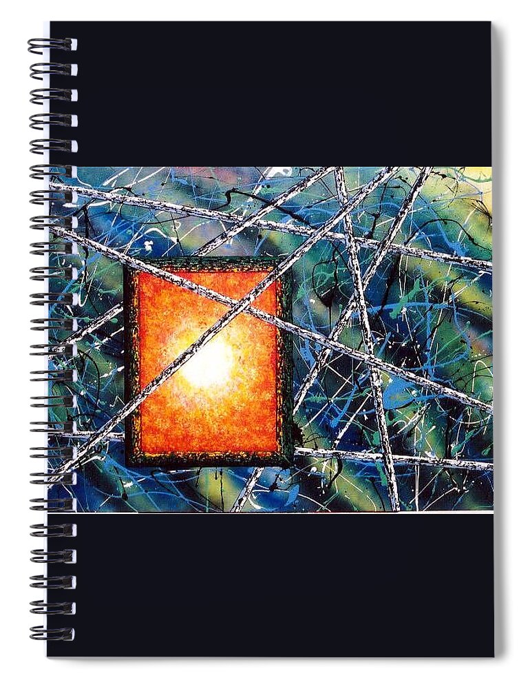 Contemporary / Abstract Spiral Notebook featuring the painting Portal by Micah Guenther