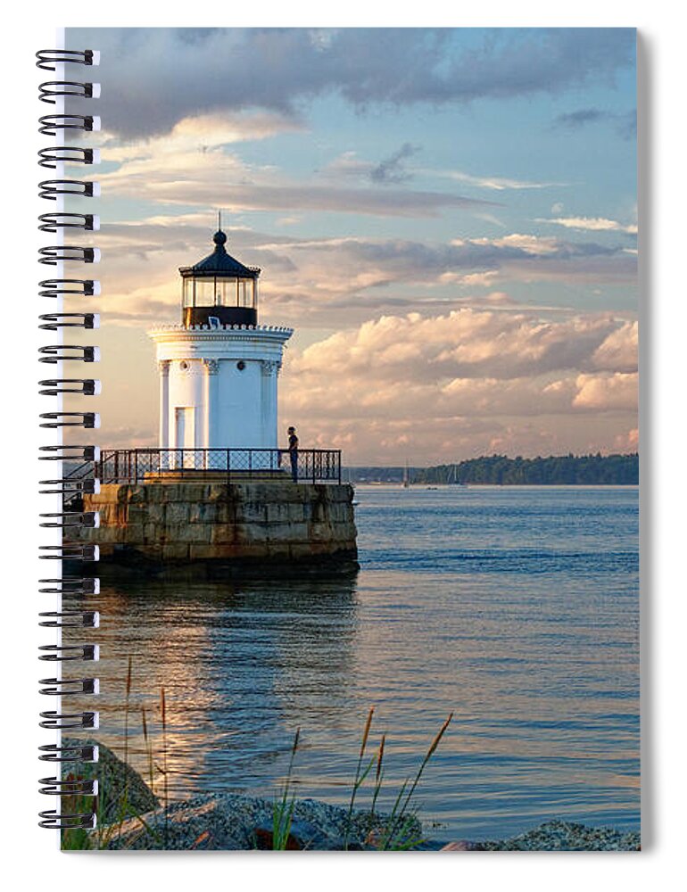 Bug Light Spiral Notebook featuring the photograph Portland Breakwater Light by Kevin Shields