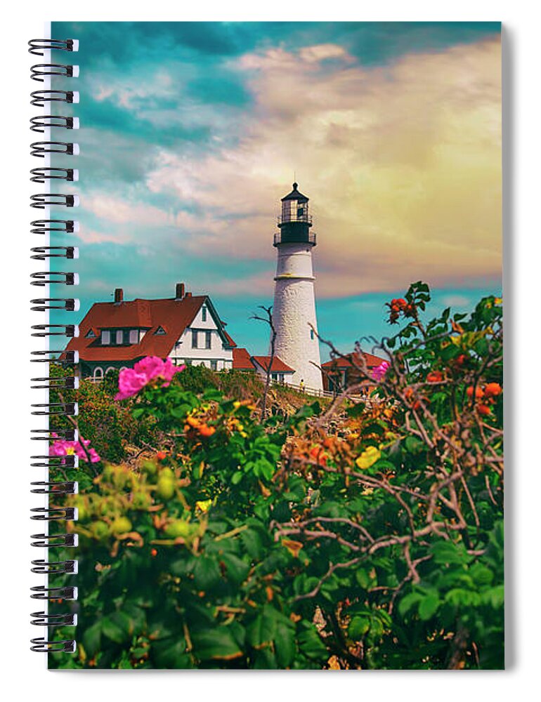 Lighthouse Spiral Notebook featuring the photograph Portland Head Light - Cape Elizabeth, Maine by Joann Vitali
