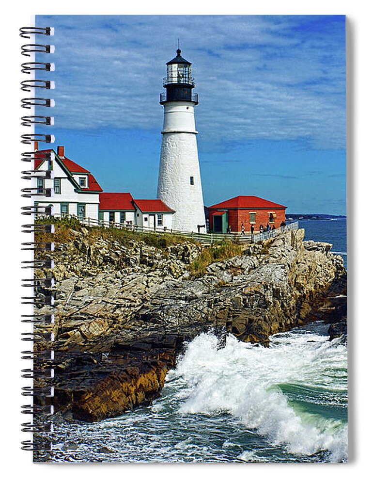 Lighthouse Spiral Notebook featuring the photograph Portland Head Lighthouse by Tom Watkins PVminer pixs