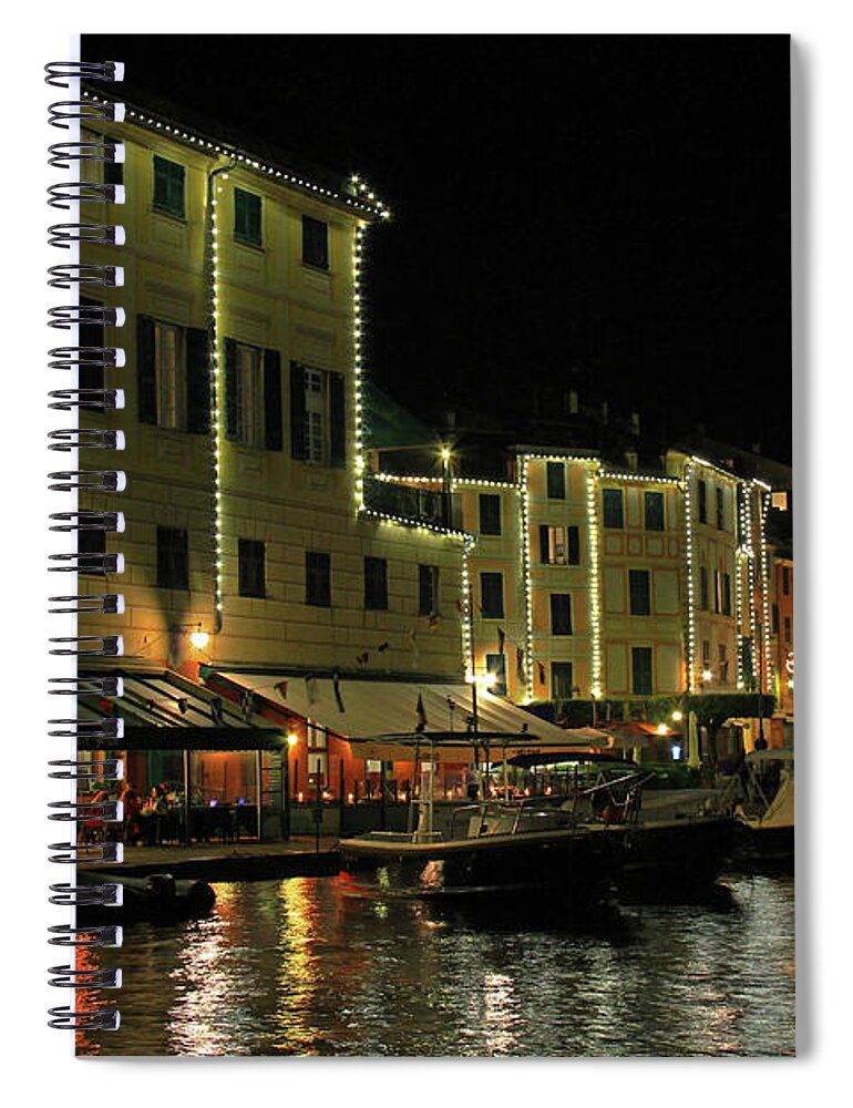 Portofino Spiral Notebook featuring the photograph Portofino, Italy - Night Shot 2 by Richard Krebs