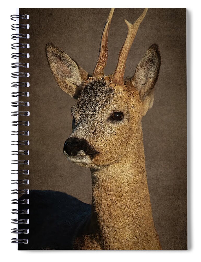 Portrait Spiral Notebook featuring the digital art Portrait Deer by Marjolein Van Middelkoop