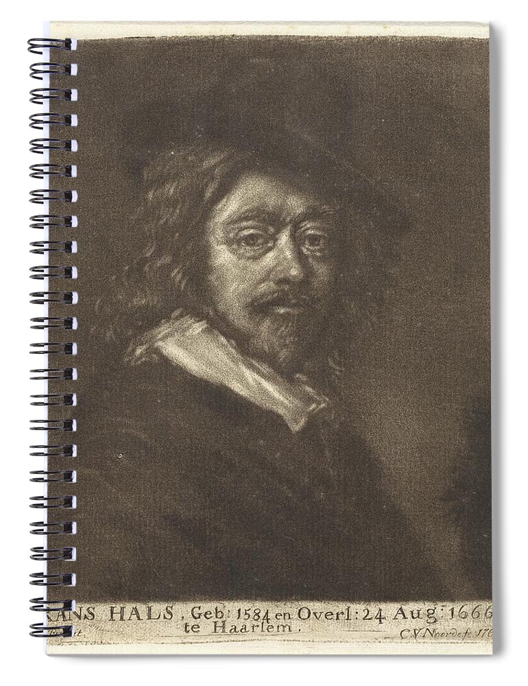 Vintage Spiral Notebook featuring the painting Portrait of Frans Hals with a hat, Cornelis van Noorde by MotionAge Designs