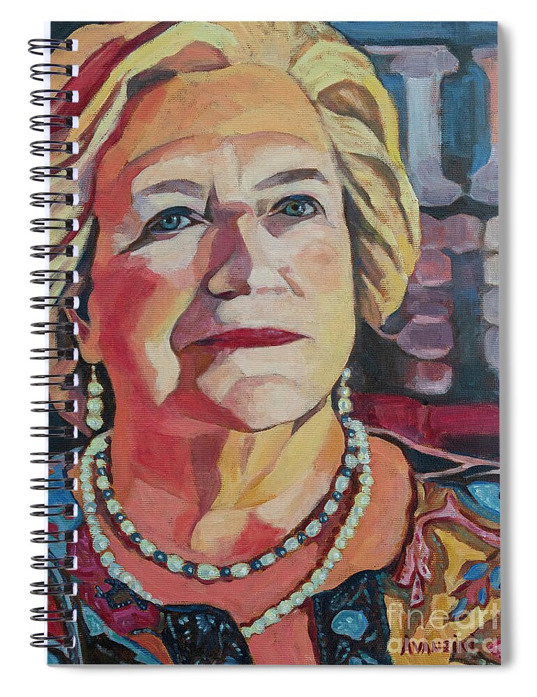 Portrait Of My Mother On Her 50th Wedding Aniversary Spiral Notebook featuring the painting Portrait of my Mother by Pablo Avanzini
