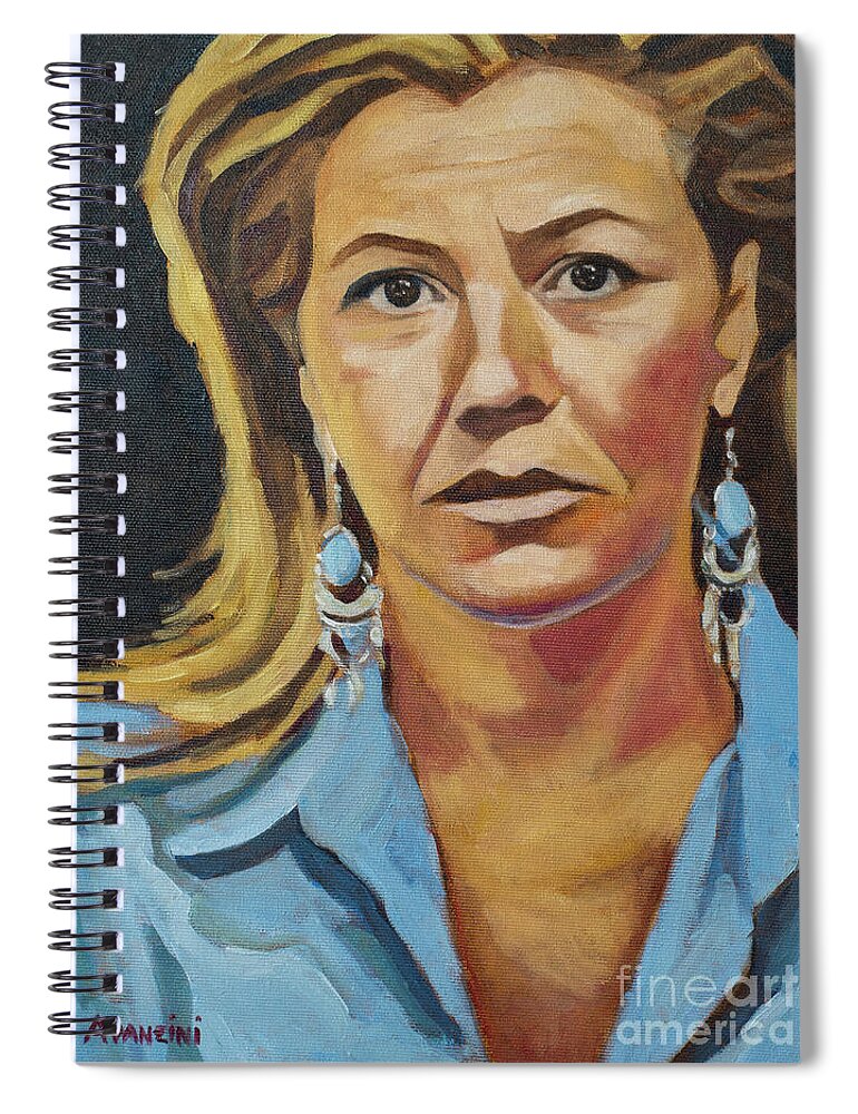 Oil Spiral Notebook featuring the painting Portrait of my wife by Pablo Avanzini