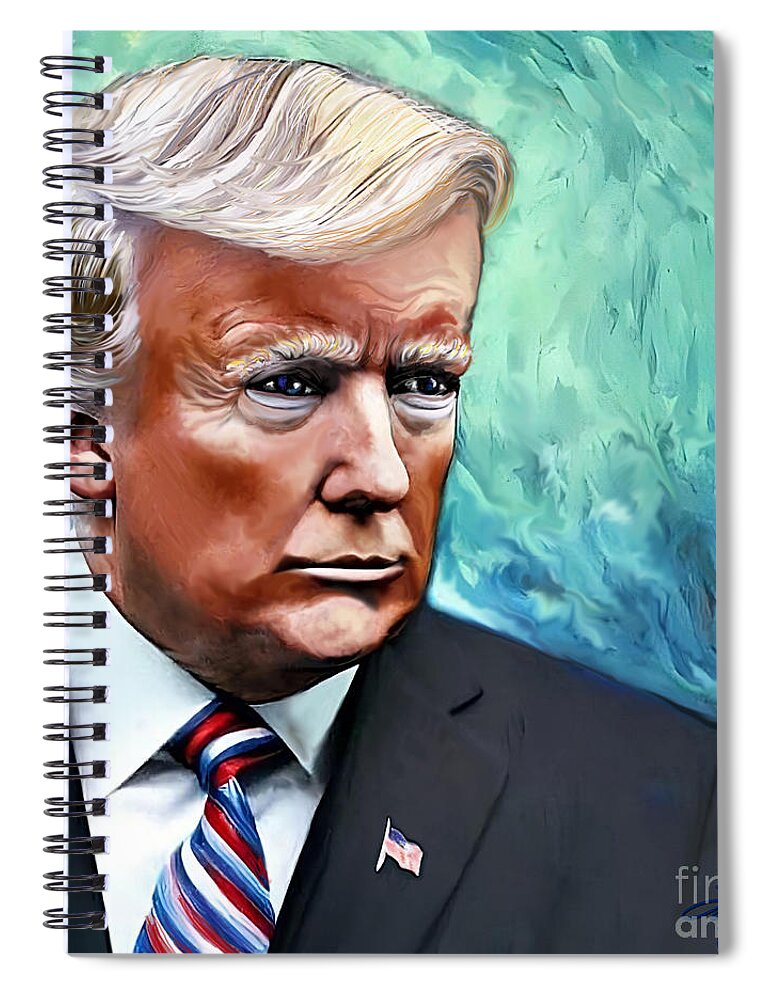 Political Art Spiral Notebook featuring the digital art Portrait President Donald J Trump by Stacey Mayer