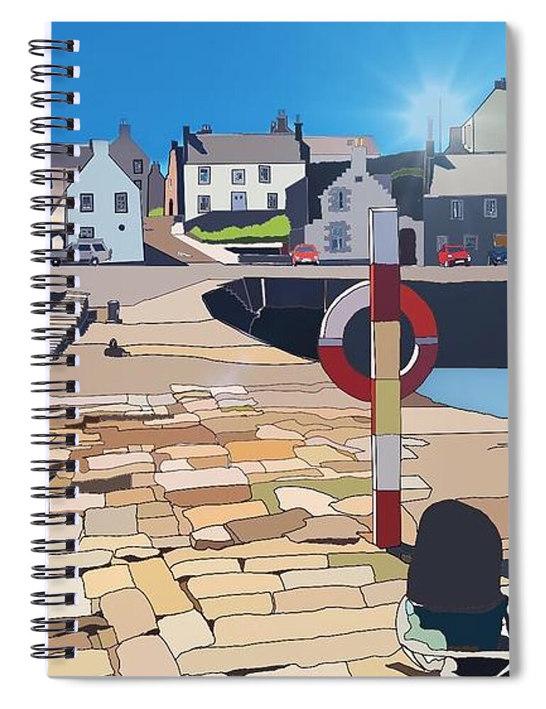 Portsoy Spiral Notebook featuring the digital art Portsoy by John Mckenzie
