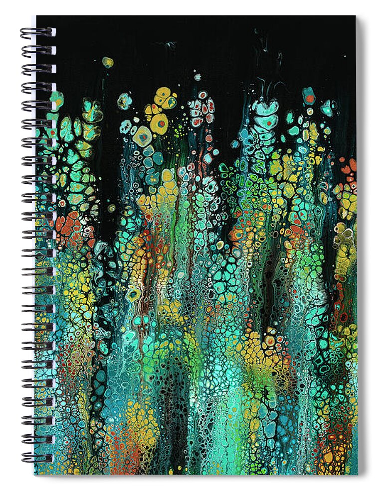 Abstract Spiral Notebook featuring the painting Poseidon's Garden by Lucy Arnold