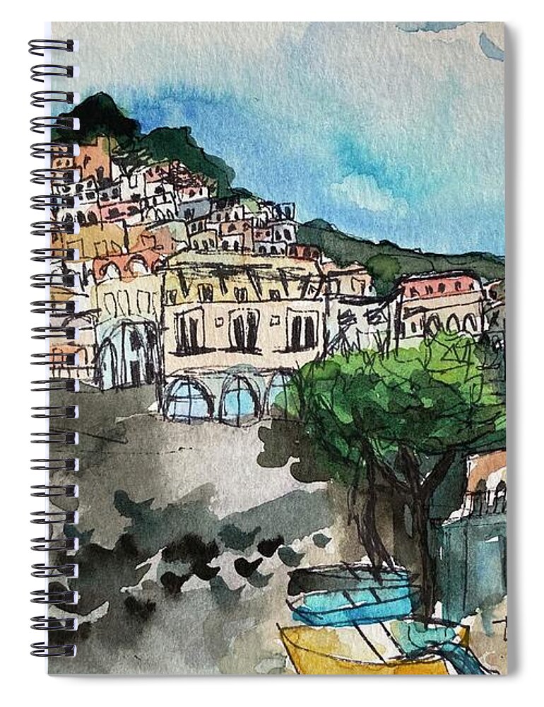  Spiral Notebook featuring the painting Positano by Meredith Palmer