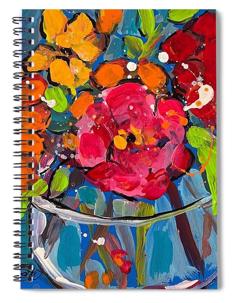 Flowers Spiral Notebook featuring the painting Posy Pop by Elaine Elliott