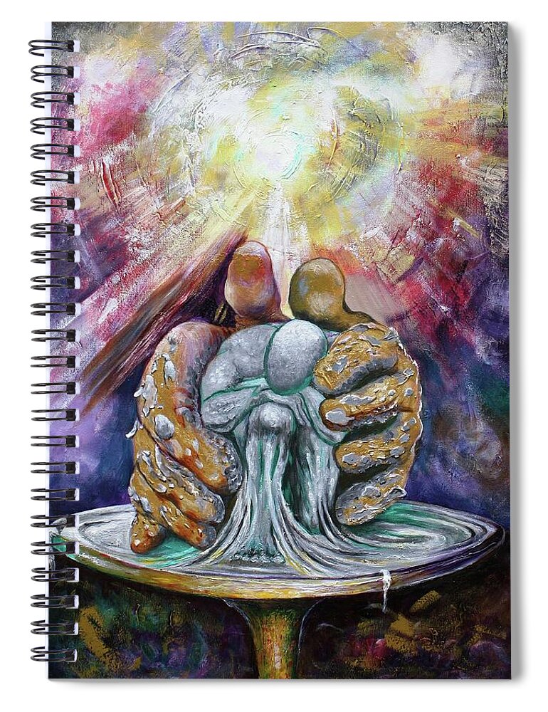 Potter Spiral Notebook featuring the painting Potter's Wheel by Arthur Covington
