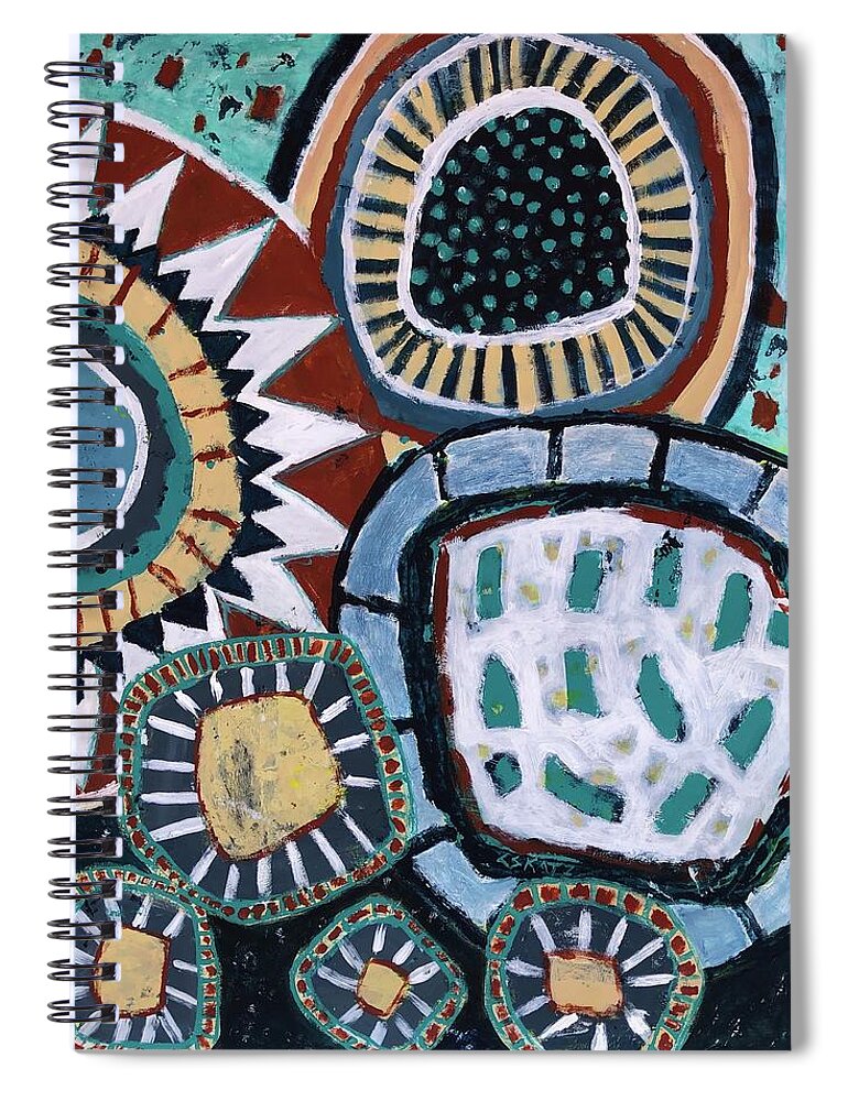 Earth Tones Spiral Notebook featuring the painting Pottery Dream by Cyndie Katz