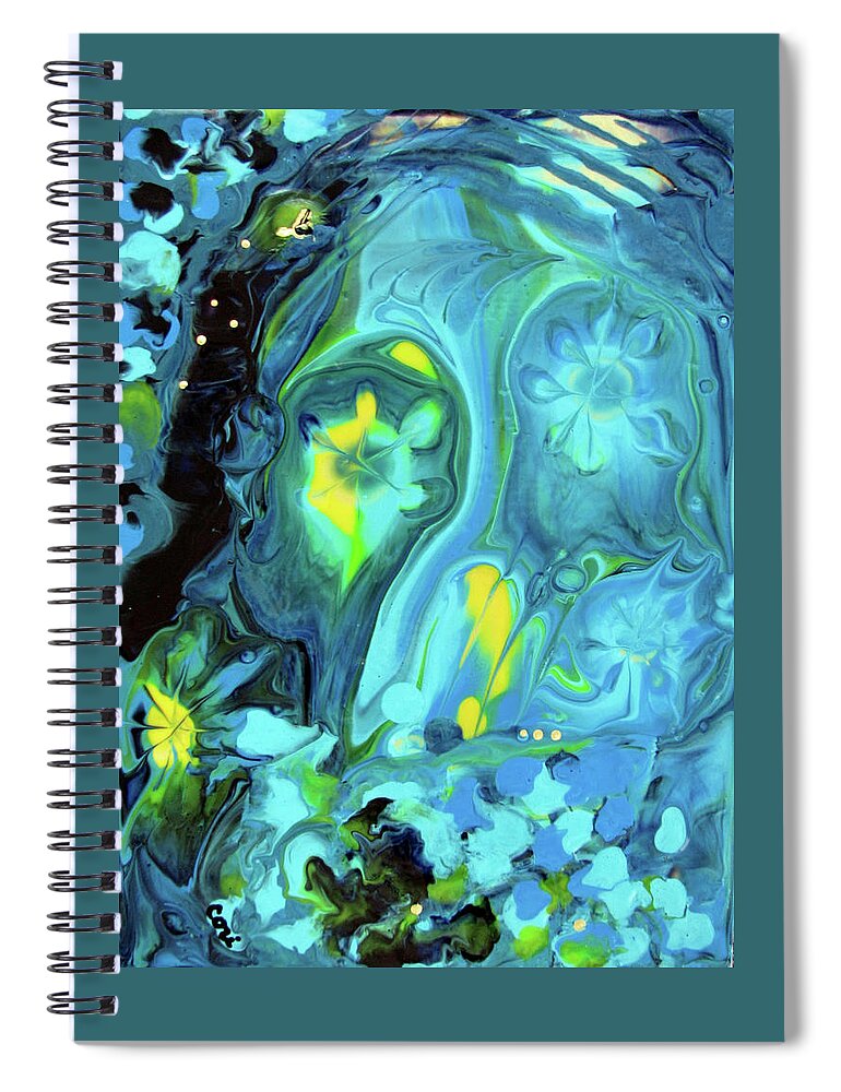 Paint Pour Spiral Notebook featuring the painting Pour 1 by Cori by Corinne Carroll