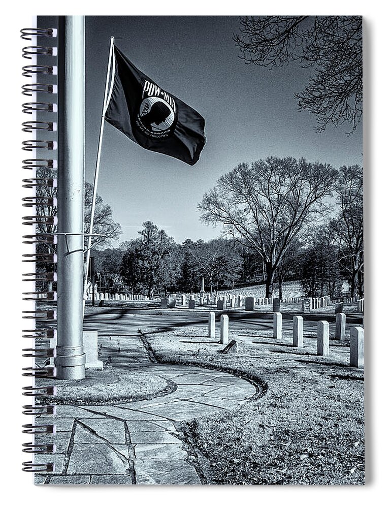 Marietta Georgia Spiral Notebook featuring the photograph POW MIA Flag by Tom Singleton