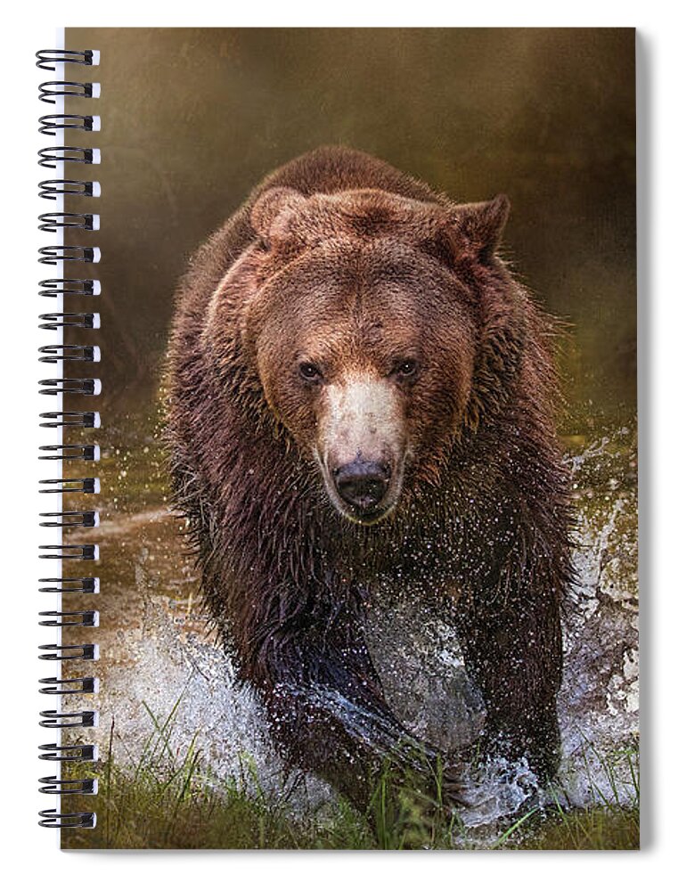 Grizzly Spiral Notebook featuring the digital art Power of the Grizzly by Nicole Wilde