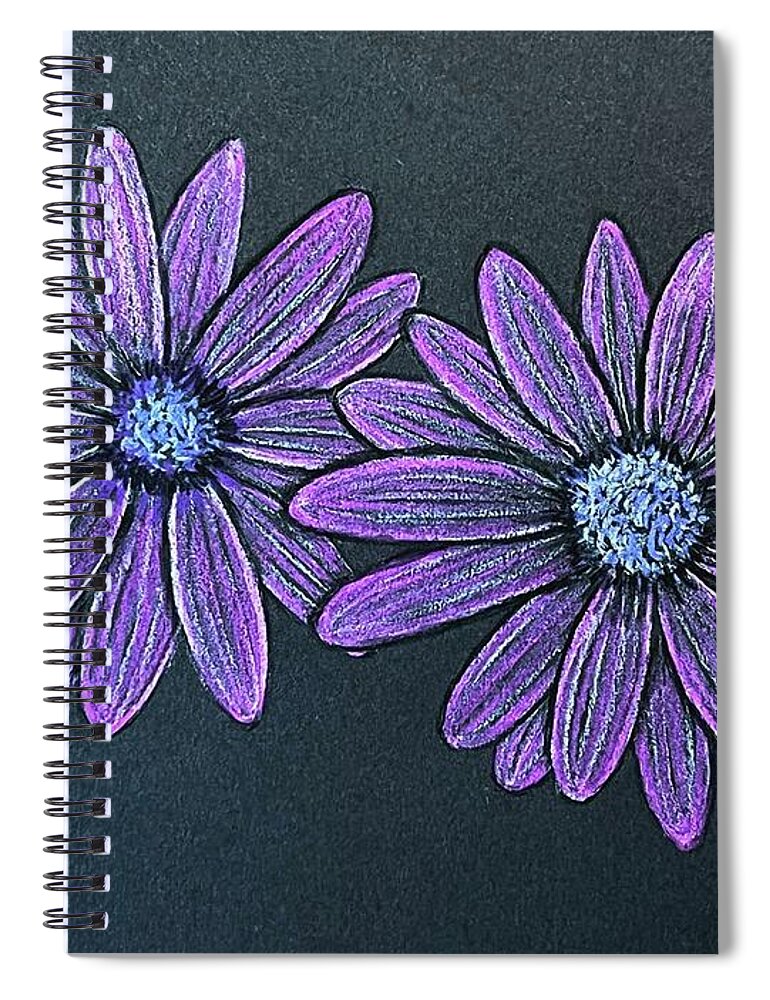  Spiral Notebook featuring the digital art Practice Colored Pencil Daisies by Donna Mibus