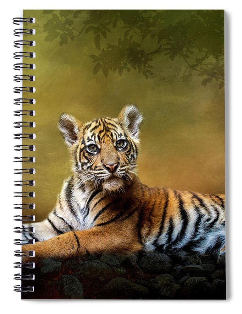 Tiger Spiral Notebook featuring the digital art Practicing My Big Kitty Stare by Nicole Wilde