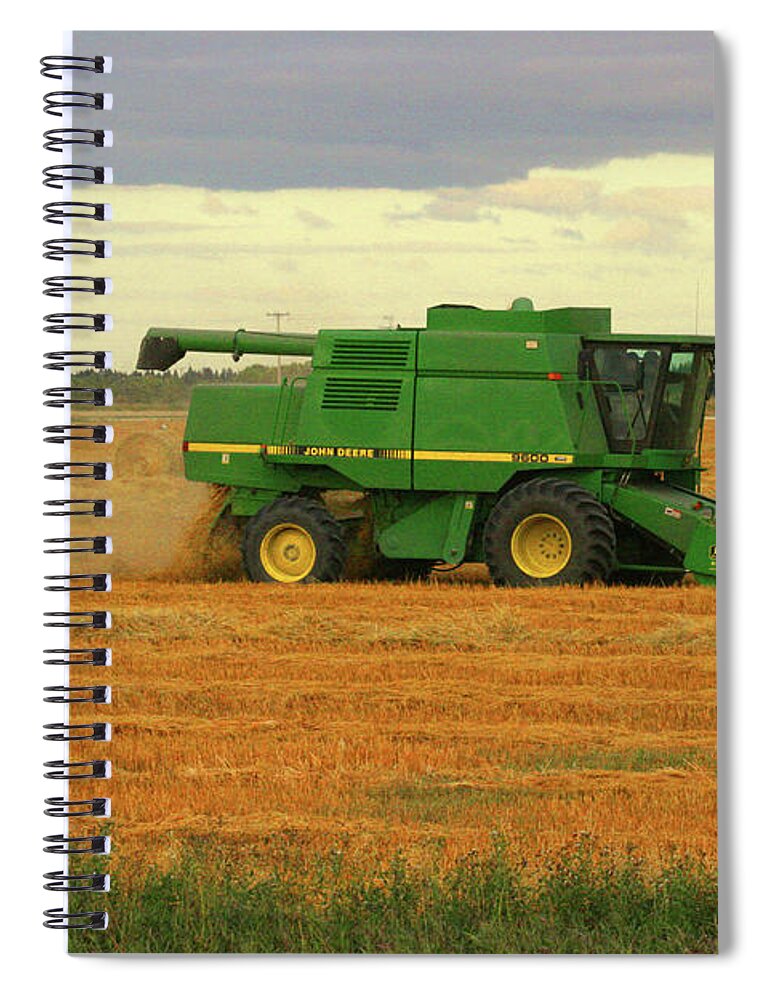 John Deere Spiral Notebook featuring the photograph Prairie Harvester by Mary Mikawoz