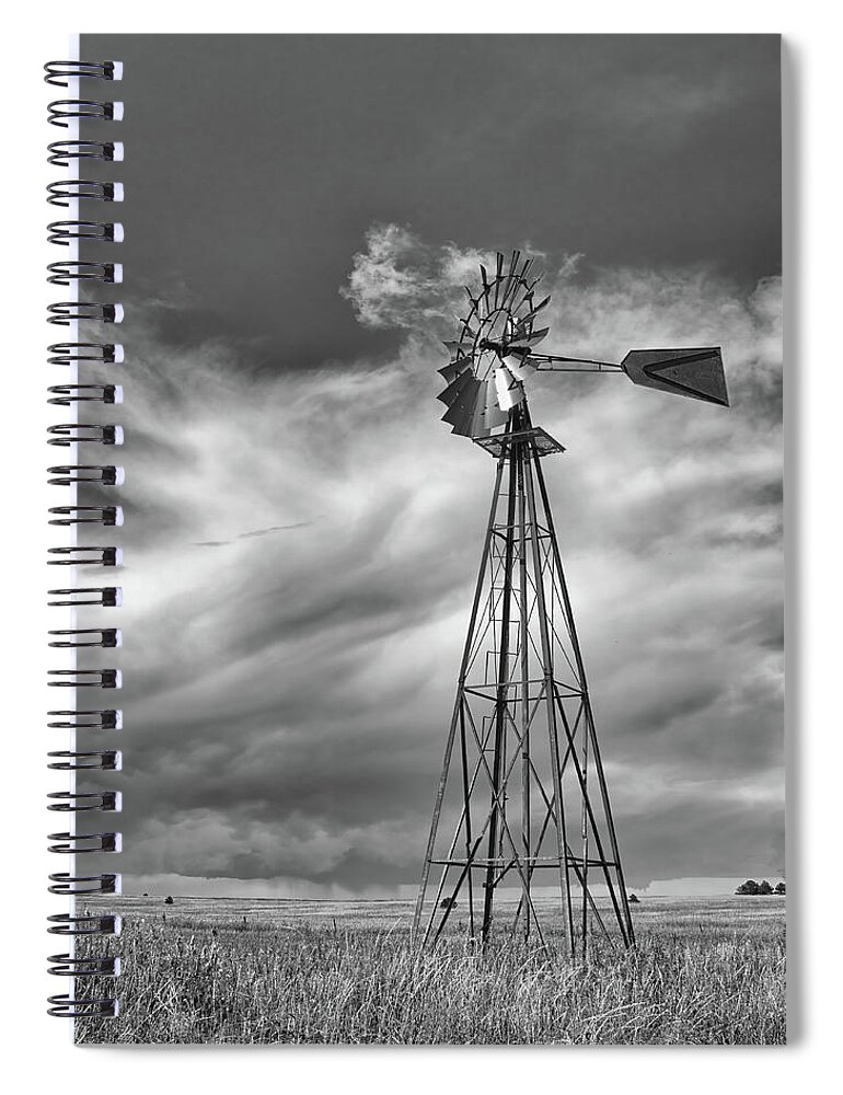 Prairie Spiral Notebook featuring the photograph Prairie Windmill by Bob Falcone